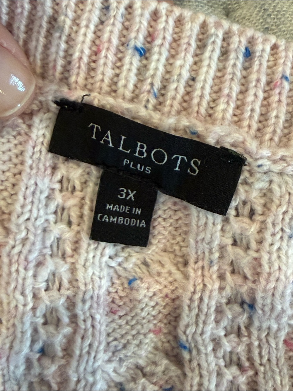 Talbots Plus 3X Pink Cable Knit Confetti Speckled Sweater - Picture 7 of 10